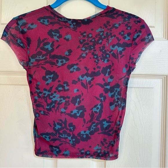 NWT UO Urban Renewal Remnants Mesh Red Animal Print Baby Tee - Picture 6 of 11